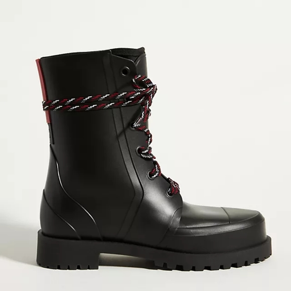 Bernardo Andra Lace Up Combat Moto Rain Boots - Picture 1 of 13